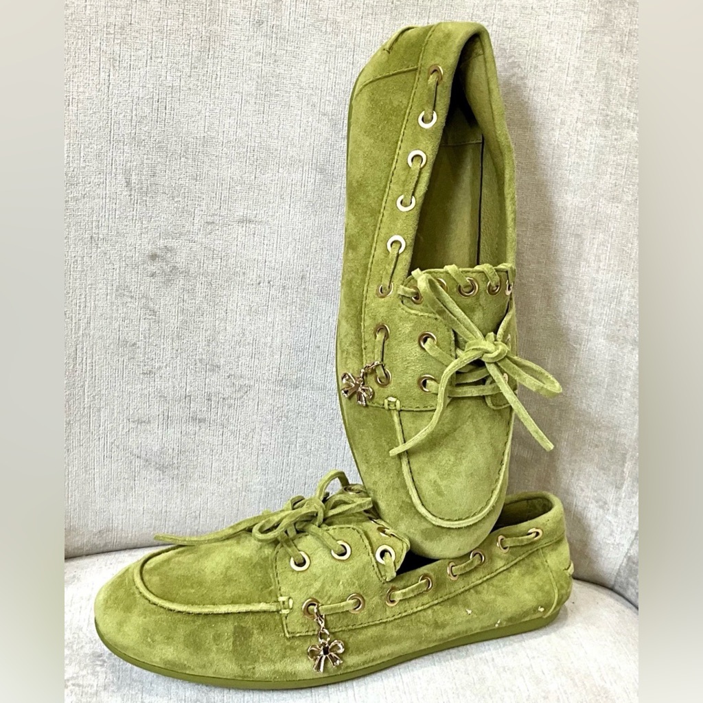 Free People Jeffrey Campbell Treasure Chest Boat Shoes Chartreuse Suede